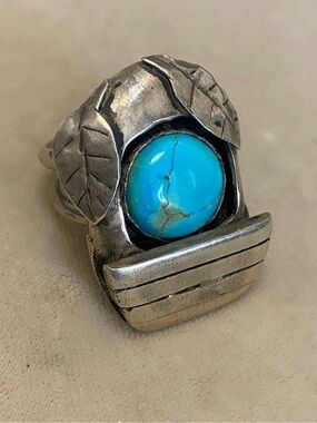 Vintage Sterling Silver Turquoise Native American Made Ring Size 11